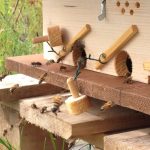 runde Fluglöcher an der Bienenkiste